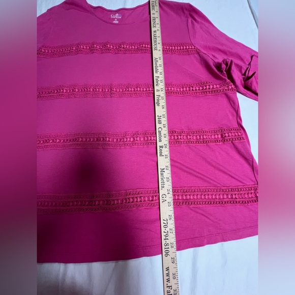 CROFT & BARROW MAGENTA PINK EMBELLISHED BLOUSE SIZE 3X-3/4 SLEEVE 
COTTON/ MODAL - Picture 6 of 7